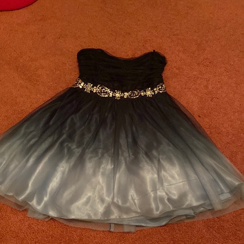 Short Double Shaded Blue Prom Dress